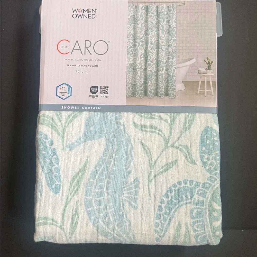 CARO HOME 100% Cotton Sea Turtle Shower Curtain - 72